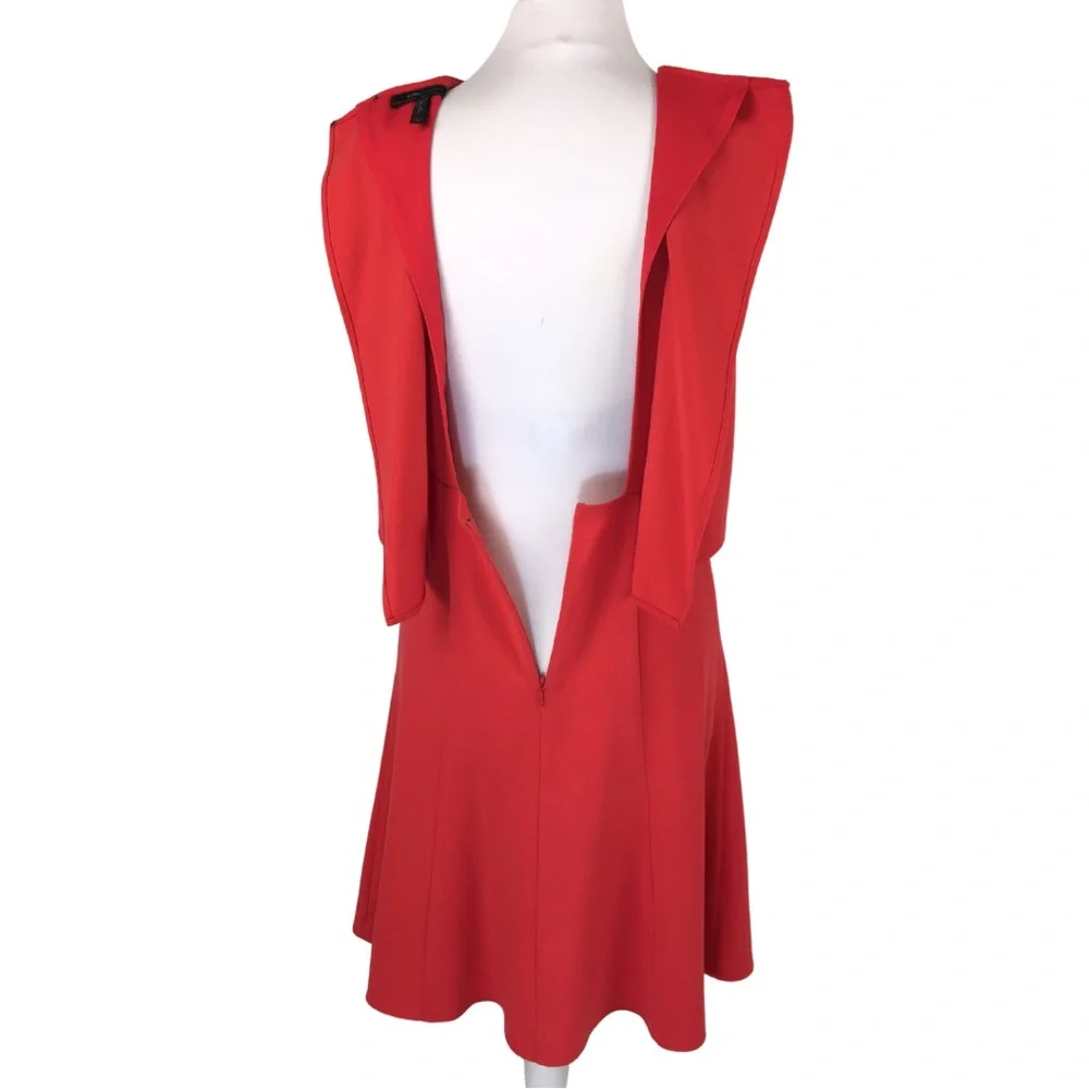 BCBGMaxAzria Mode Orange Coral Mod Tiered Open Back Retro Swing Dress size 6 - Picture 11 of 14